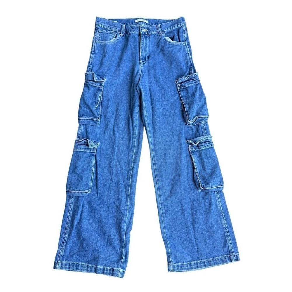 Pacsun Jeans Womens Size 27 Blue Denim Cotton 90's Baggy Mid Rise Cargo Pocket